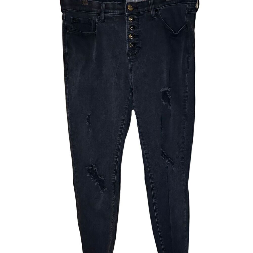 Torrid Sky High Skinny Black Distressed Jeans Stretch Women's High-Rise 16R